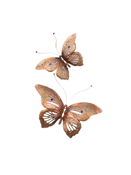 Nature Wall Art Pair 3D Decor Copper Butterflies w , Jewish Wedding Gi